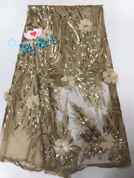 

New Jacquard sequins beaded line embroidery method mesh tulle African lace Nigeria lace fabric dress clothing match