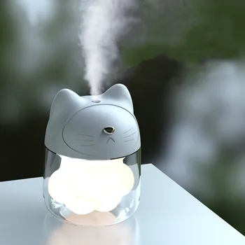 

USB Cat Humidifier Ultrasonic Cool-Mist Cute Mini Air Humidifier With LED Light Mini USB Fan for Home Office