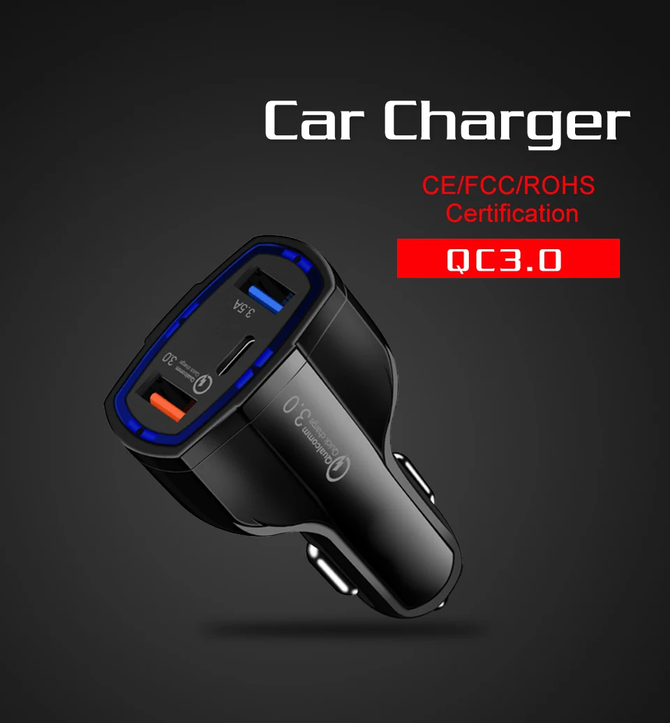 35 W быстрое QC 3,0 usb type-c автомобильное зарядное устройство для мобильного телефона быстрое PD автомобильное зарядное устройство s type C PD 3,0 двойной USB универсальный телефон