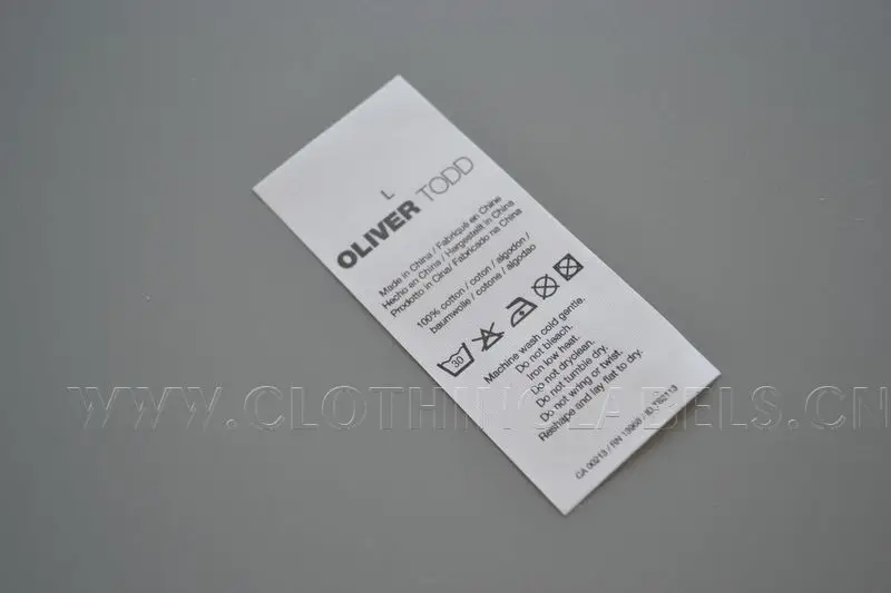 printed care labels for clothing