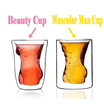

Double Wall Glass Cup Creative Wine Glass Muscular Man Sexy Beauty Human Body Beer Glass Funny Whiskey Vodka Wine Glass