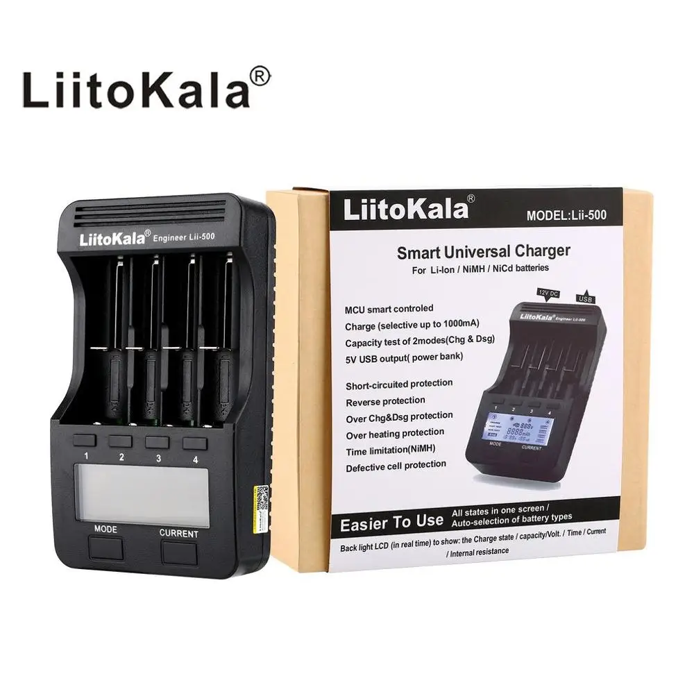 Зарядное устройство Liitokala с ЖК дисплеем 18650 зарядное 26650 21700 14500 10440 4 слота NiMH li ion