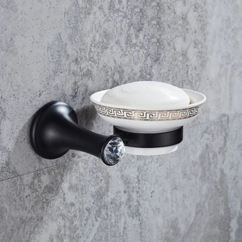 

Soap Dishes Black Fashion Wall Mounted With Crystal Soap Basket Bronze Finish Soap Dish Soap Holder Bathroom Accessories Sj18