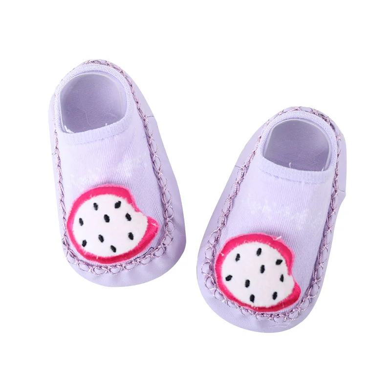 Cute Fruit Shoe Socks For Baby Combed Cotton Anti Slip Boy Girl Floor Socks Leather Sole Newborn Socks 0-12 Months Home Slippers (10)