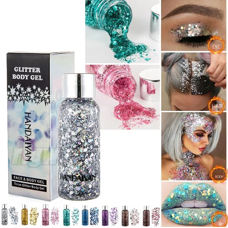 

Highlighter Makeup Loose Sequins Shimmer Glitter Gel Colorful Diamond Body Face Festival Party Cosmetics