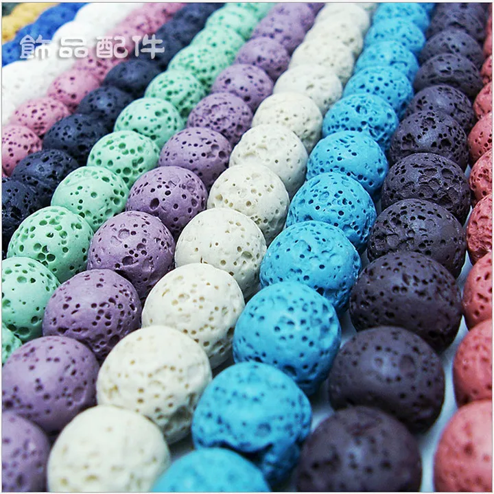 3  6-16mm Volcanic Stone Beads Aromatherapy Colored Glossy Scrub Diy Handmade Loose Beads For Necklace Bracelet Diy Jewelry Making