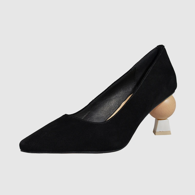 Cuero Khaki Nuevo Asimétrico 2019 Señora Bonjomarisa Bombas Zapatos Alto Oficina negro Genuino Tacón Calidad De 34 Todo Mujer 42 Primavera PUqwywcp5