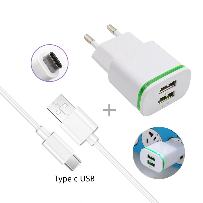GEUMXL 5V 2A Type C USB Date LED Light Usb Charger Adapter