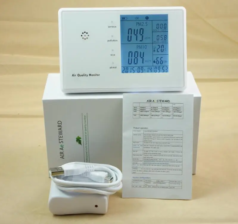 Home Air Quality Detector air pollution sensor with temp and humidity