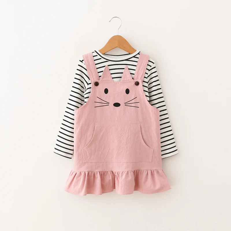 

Teens girls Clothing Set 2 pieces Striped tshirt + Dress Outfits Cotton Children Causal Spring Clothes Kids Sport Suit Tracksuit