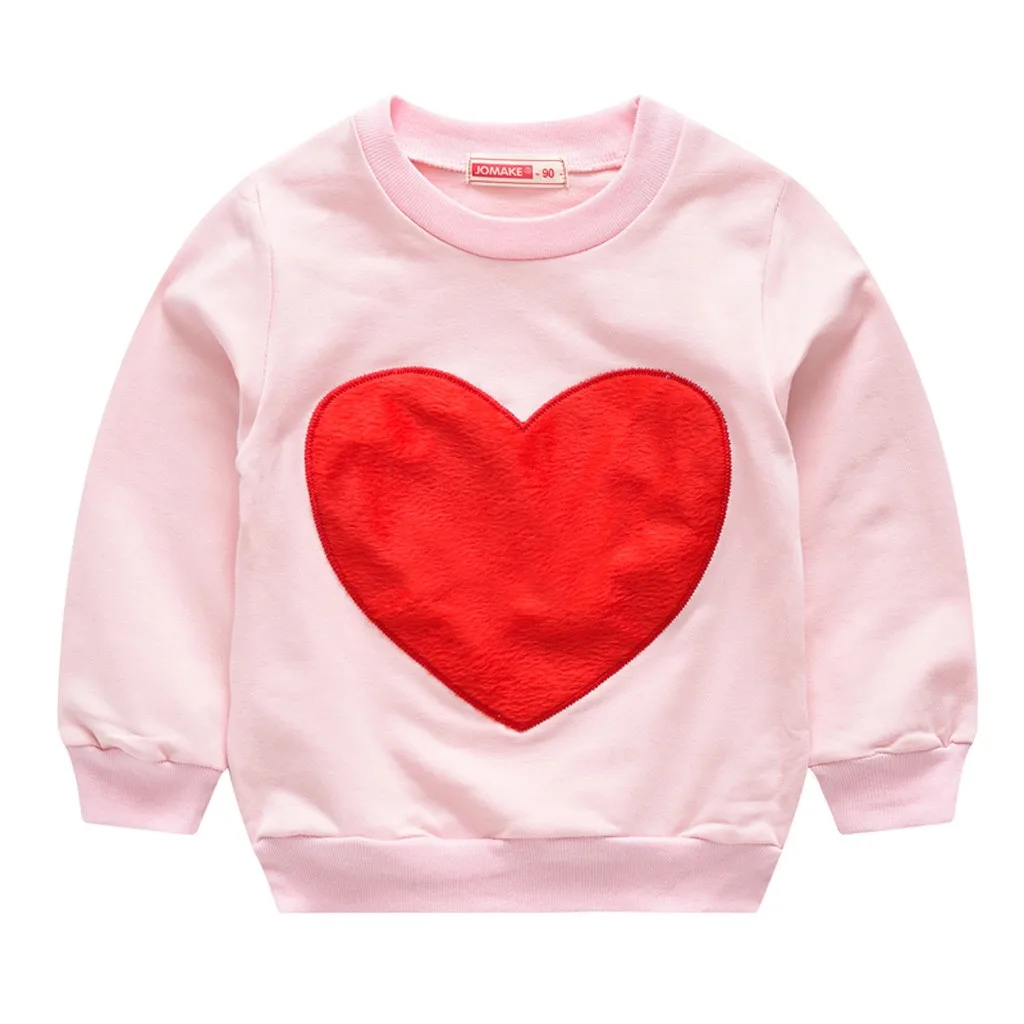 Toddler Kids Baby Girls Boys Loving Heart Pullover Sweatshirt T Shirt
