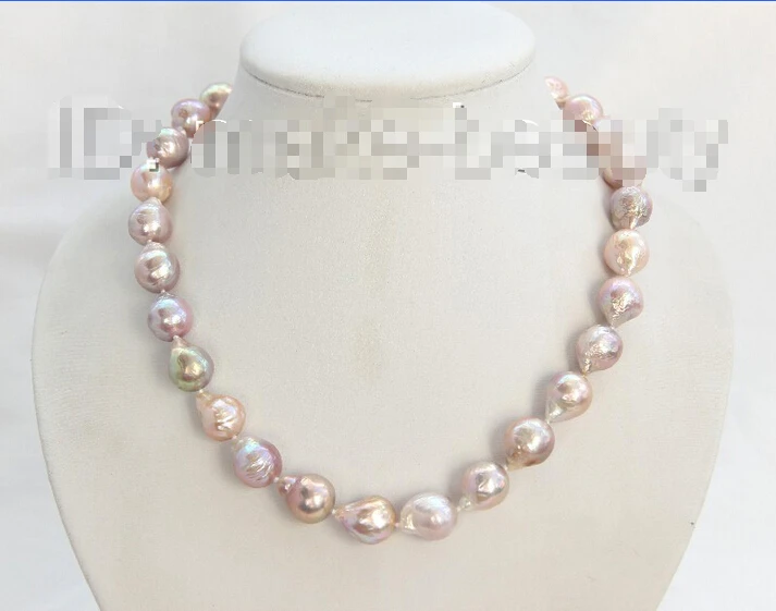 

Free shipping stunning big 16mm baroque purple Edison keshi reborn pearl necklace h2446