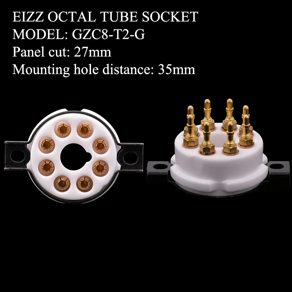 EIZZ высококачественный керамический 8-контактный восьмиконтактный разъем для вакуумной трубки с золотыми латунными контактами Для EL34 KT88 6550 6V6 274B 6L6 Hifi ламповый усилитель DIY 1 шт