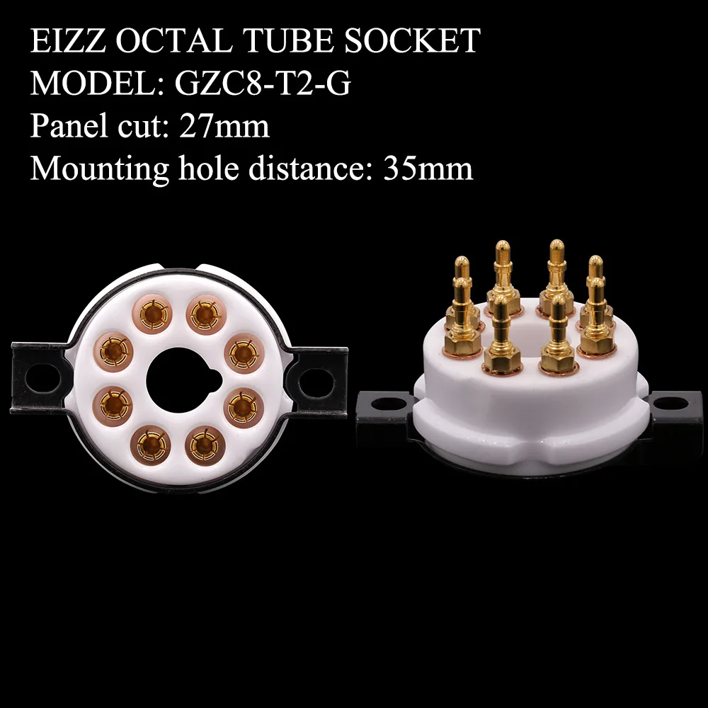 Eizz-base de Soquete Cerâmico do Tubo do Vácuo do High End Pinos do Bronze do Ouro para El34 Kt88 6550 6v6 274b 6l6 Amp do Tubo de Hifi Faça Você Mesmo 8pin 1pc - Image 3