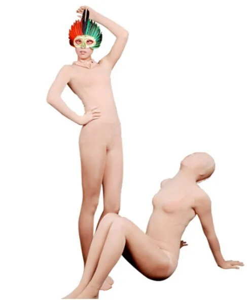 Cosplay&ware Flesh Sexy Color Velvet Transparent Suit Lycra Spandex Tights Fetish Zentai Unisex Suits Classic Halloween Costumes -Zentai shop online