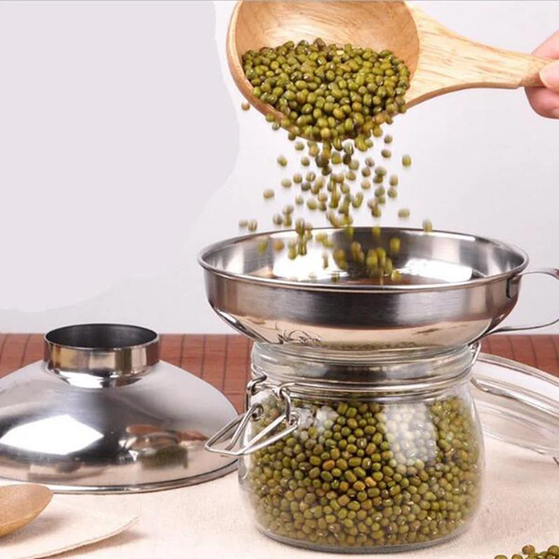 

Stainless Steel Wide Mouth Funnel Hopper Filter Kitchen Cooking Accessories Transferring Liquid Canning Hopper Filter Funnel