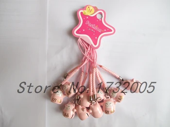 

New 60 pcs Cartoon cat Pendant DIY Key Chains With Bell Bag Pendant Gifts Favors H-25