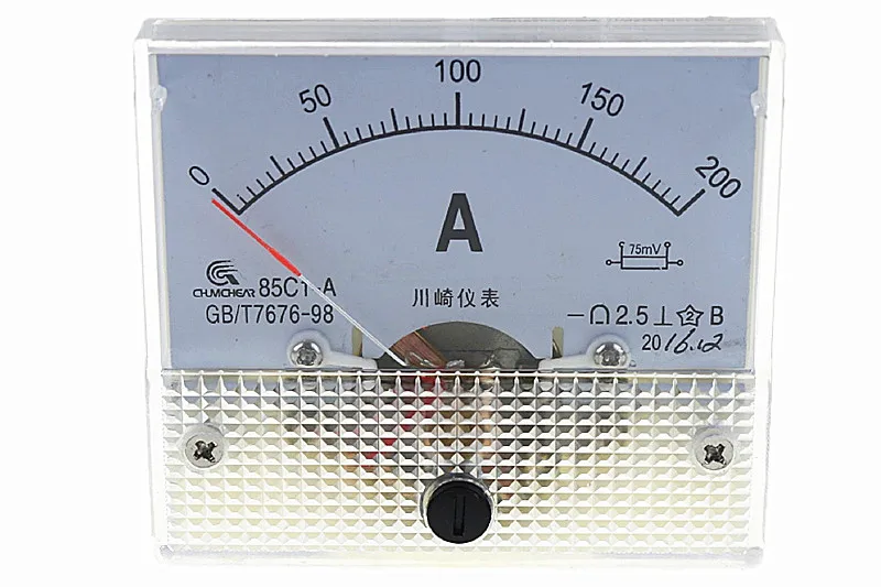 DC Аналоговый счетчик Панель 200A Ампер ток амперметры 85C1 0-200A датчик