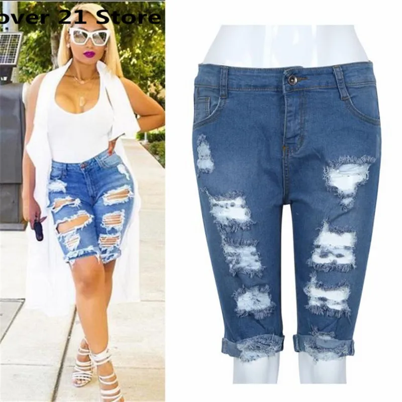 Women Blue Denim Jeans Solid Casual Hole Summer Button Mini Hot Shorts S