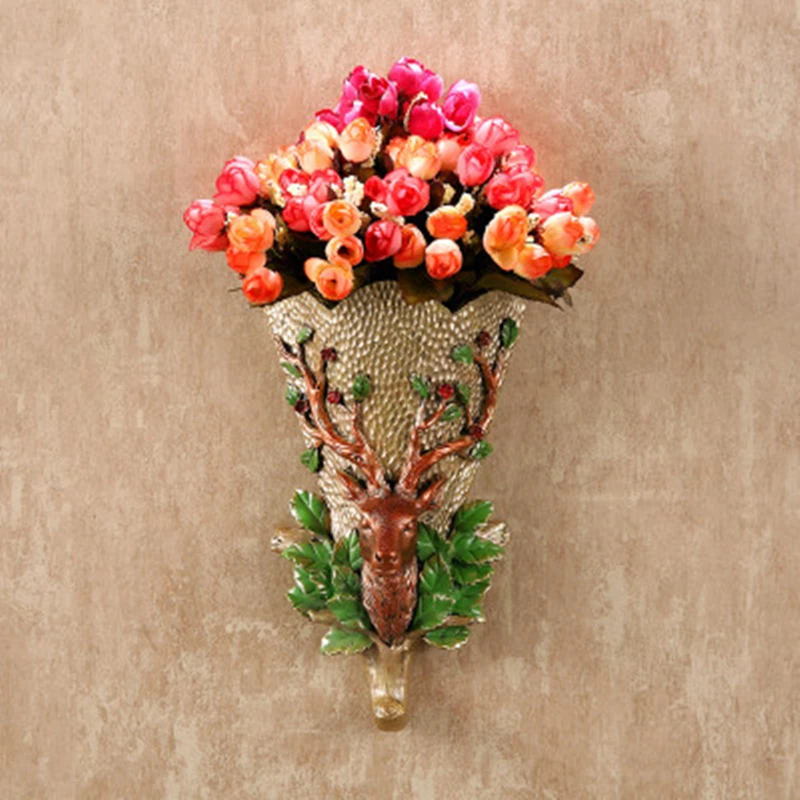 Креативная элегантная ручная роспись, лось, олень, лебедь, украшение на стену, подвесная ваза, крючок из смолы, аксессуары для дома на стену