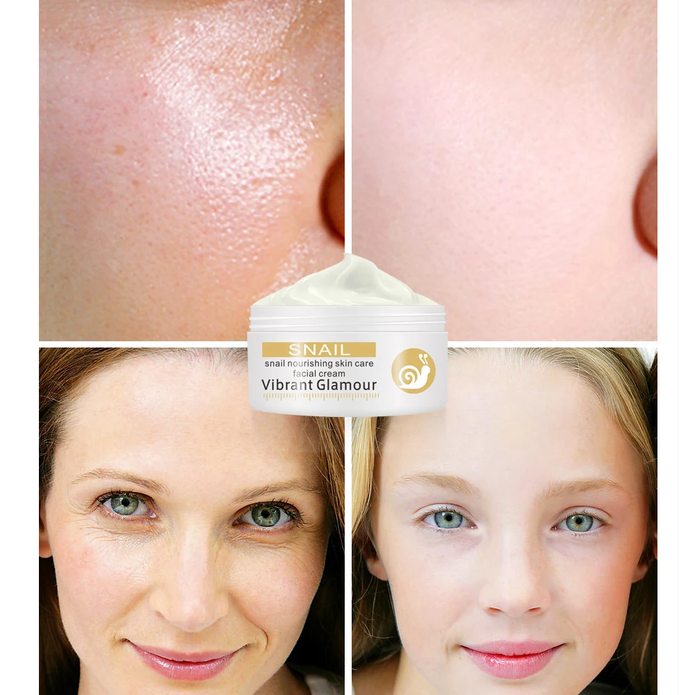 

VIBRANT GLAMOUR Snail Face Cream Whitening Remove Pigment Spots Brighten Skin Control Oil Anti Wrinkle Anti Aging Skin Care New