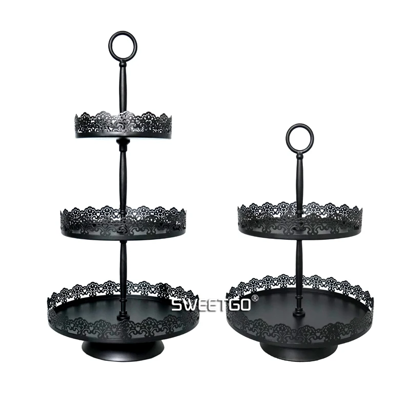 

1 Pcs European Iron Black 2 & 3 Tier Fruits Cakes Desserts Plate Stand for Wedding Party Cakecups #1510520
