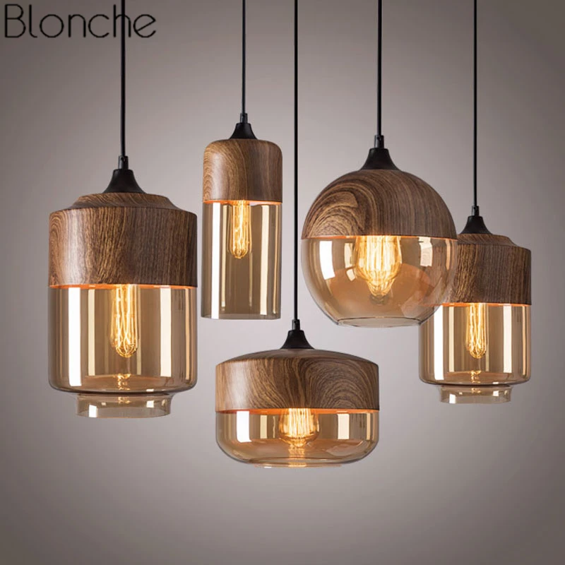  Modern Loft Retro Glass Pendant Lights Dining Room Kitchen Vintage Iron Hanging Light Fixtures Indu - 32920485756
