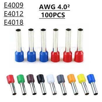 

100pcs E4009 E4012 E4018 Insulated Ferrules Terminal Block Cord End Wire Connector 4.0 mm2,Crimp Terminator
