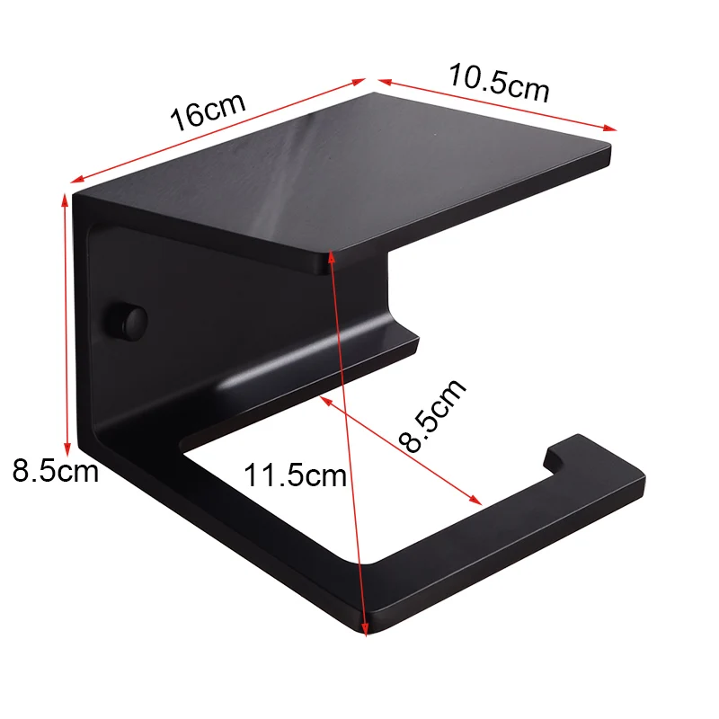Черный Туалет Бумага держатель с полкой Алюминий Ванная комната Roll Бумага держатель Декоративные Бумага Полотенца держатель стойки