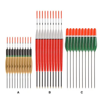 

10pcs Fishing Float Bobber High Sensitivity Float Marked Bold Tail Fir Wood Fluorescent Fishing Light Float