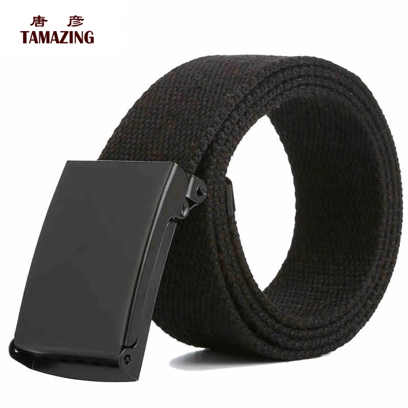 Canvas knitted belt male Women buckle solid color belt casual cloth