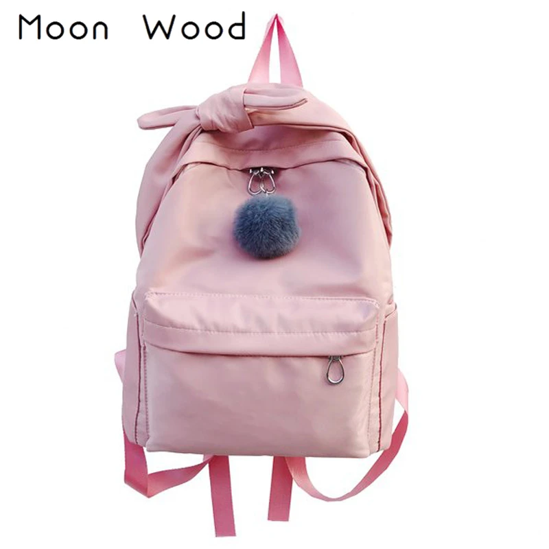 Moon Wood милый розовый рюкзак с бантом для волос студенческий дорожный школьные