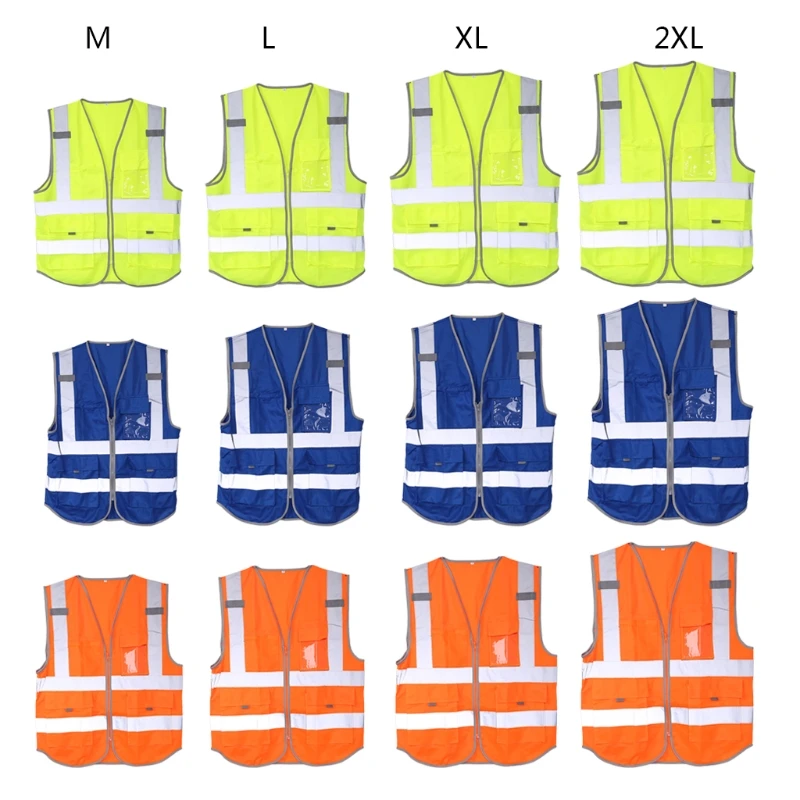 

1 PC Multi Pocket Sleeveless Reflective Safety Vest High Visibility Reflecive Strips