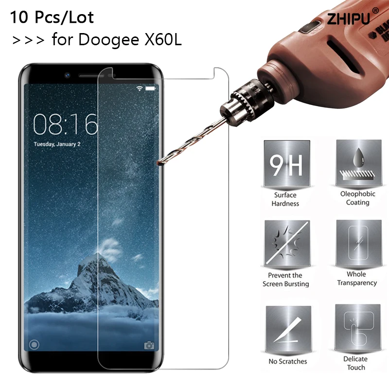 

10 Pcs/Lot 2.5D 0.26mm 9H Premium Tempered Glass For Doogee X60L Screen Protector Toughened protective film For Doogee X60L