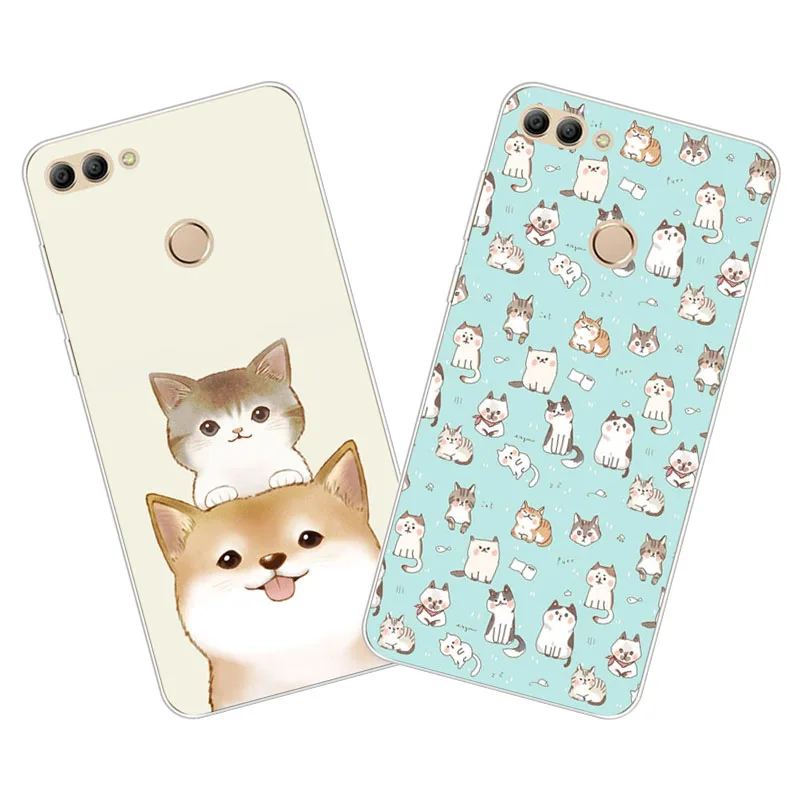 

huawei y9 2018 Case,Silicon Cute cat cartoon Painting Soft TPU Back Cover for huawei y9 2018 Phone protect cases shell