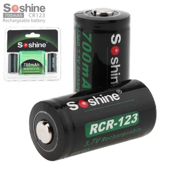 

2pcs! Soshine RCR 123 16340 700mAh 3.7V Li-ion Rechargeable Battery Lithium Batteries with Retail Package + Battery Storage Box
