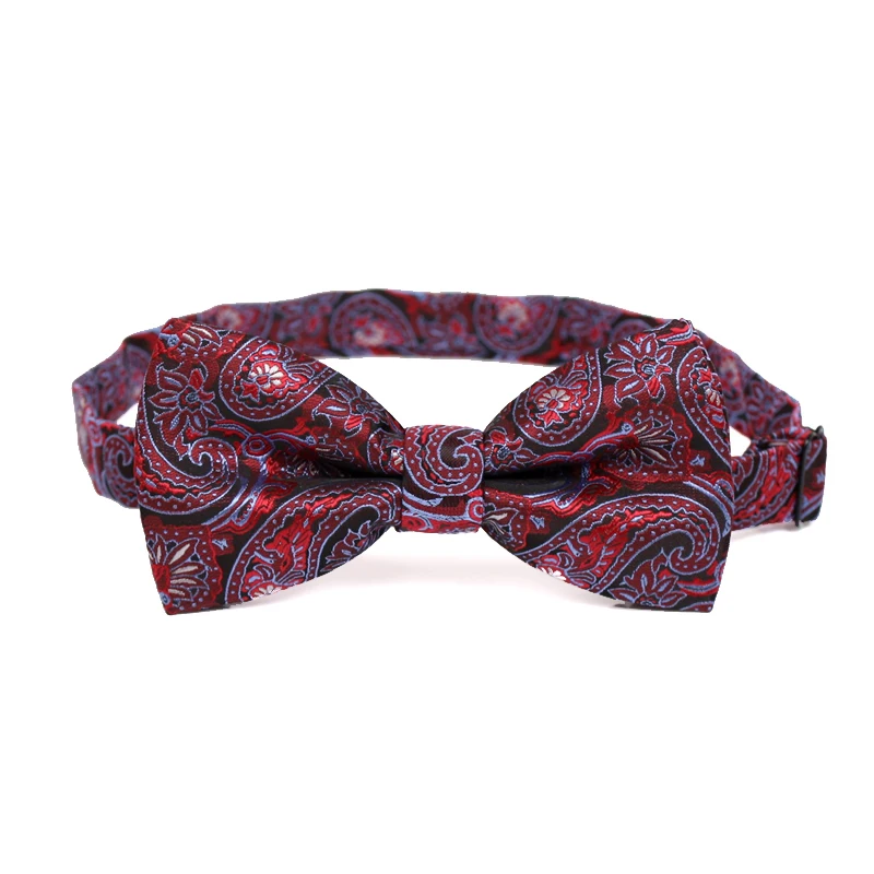 

Wine Red Paisley Jacquard Weave Men's Bowtie Fashion Bow Ties for Men Cocktail Salon Butterfly Knot Ceremony Necktie Gift Box