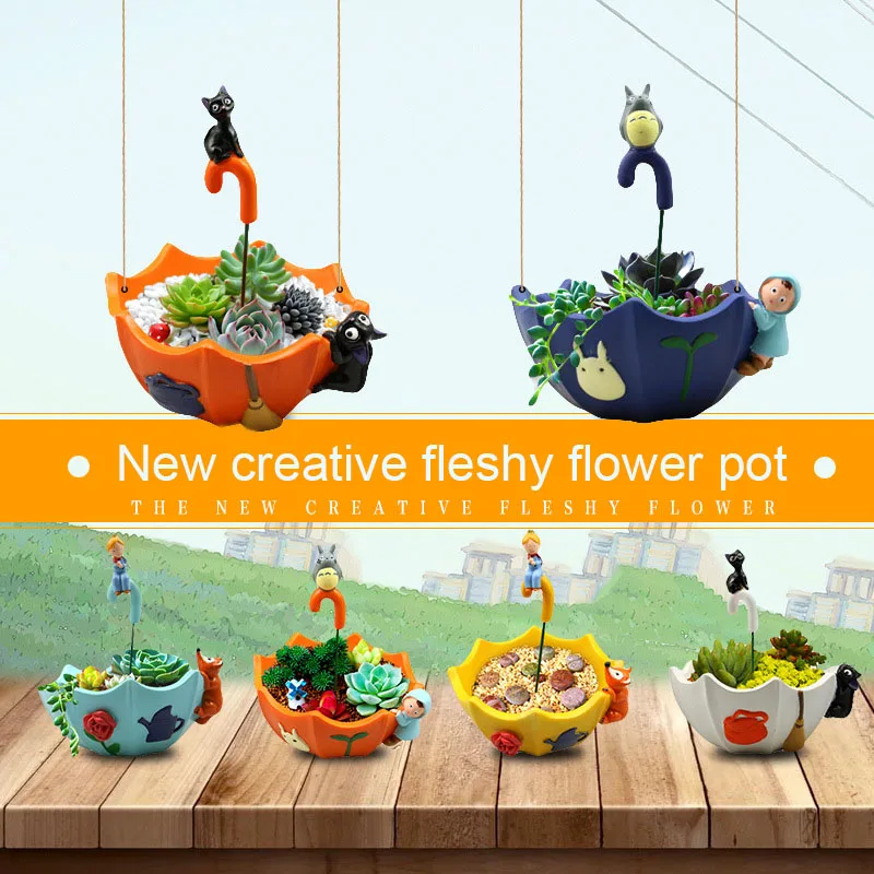 

Lovely DIY Resin umbrella Cartoon flower pot Girl Flower Planter Flowerpot Create Design Little Princess Home Garden Bonsai Pots