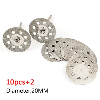 

10Pcs 20mm Diamond Coated Double Side Cutting Discs Metal Grinding Wheel Disc Circular Saw Dremel Accessories for Rotary Tool