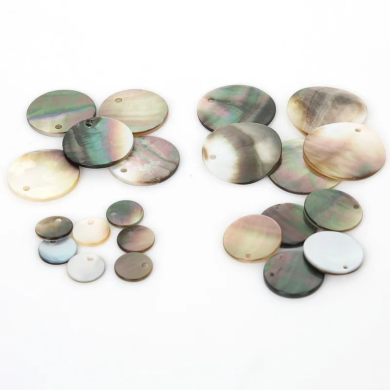 

6 PCS/lot 10mm/16mm/20mm/23mm Natural Round Shell Charm Pendants For Earring Jewelry Making DIY Shell Necklace Accessories