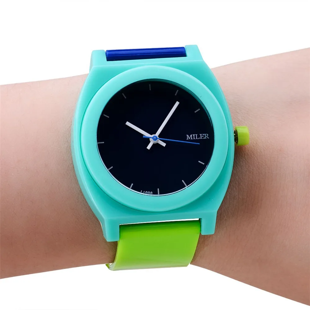 Montre Homme Brand New Multi Colors Glass Fashion Women Men Sport Watch Army Style Silicone Bracelet