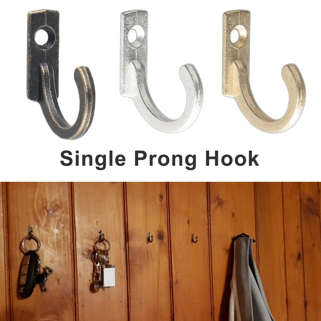 Mini Size 10pcs Single Prong HookWall Mounted Retro Cloth Hanger for Coats Hats Towels Keys
