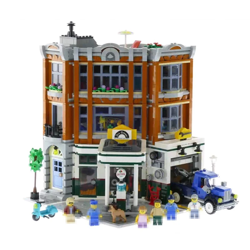 

Lepin 15042 City Building House the Corner Garage Set Compatible Legoinglys 10264 Model Building Blocks Educational Children Toy