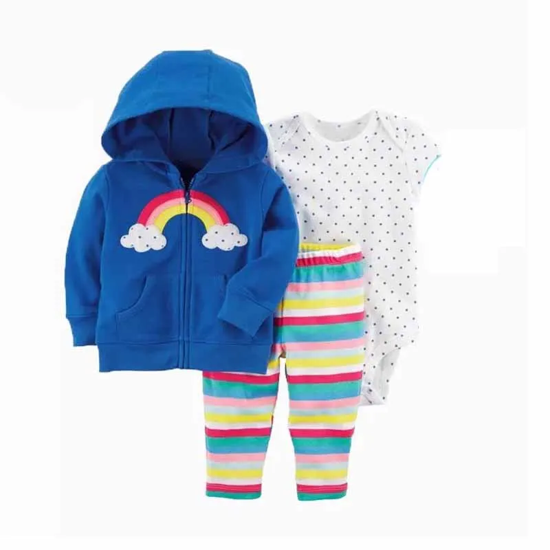 Комплект одежды для новорожденных, коллекция года, весна-зима, 3 предмета, топы, пальто, свитер+ штаны+ боди, одежда для маленьких мальчиков и девочек - Цвет: 1