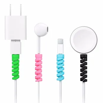 

2PCS Spiral Cable Protector Data Line Silicone Bobbin Winder Protective for iphone Android USB Charging Earphone Case Cover