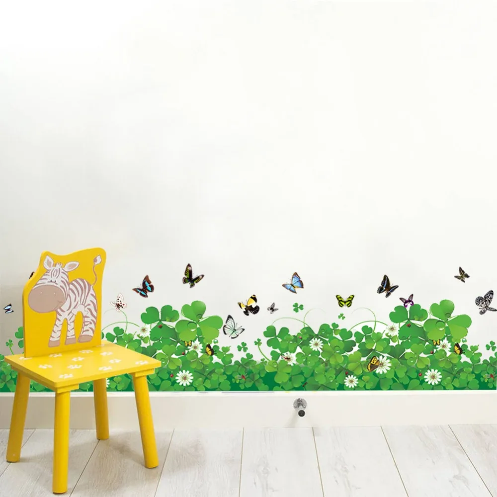 clover wall stickers green grass border wallpaper plants decals home