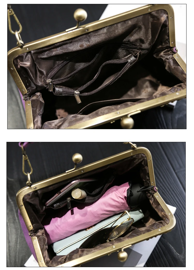 Women Shabby Chic  Shoulder Bag Lady Handmade Vintage Retro Chic Victorian Style Wedding Kiss Lock Handbag Bag (49)