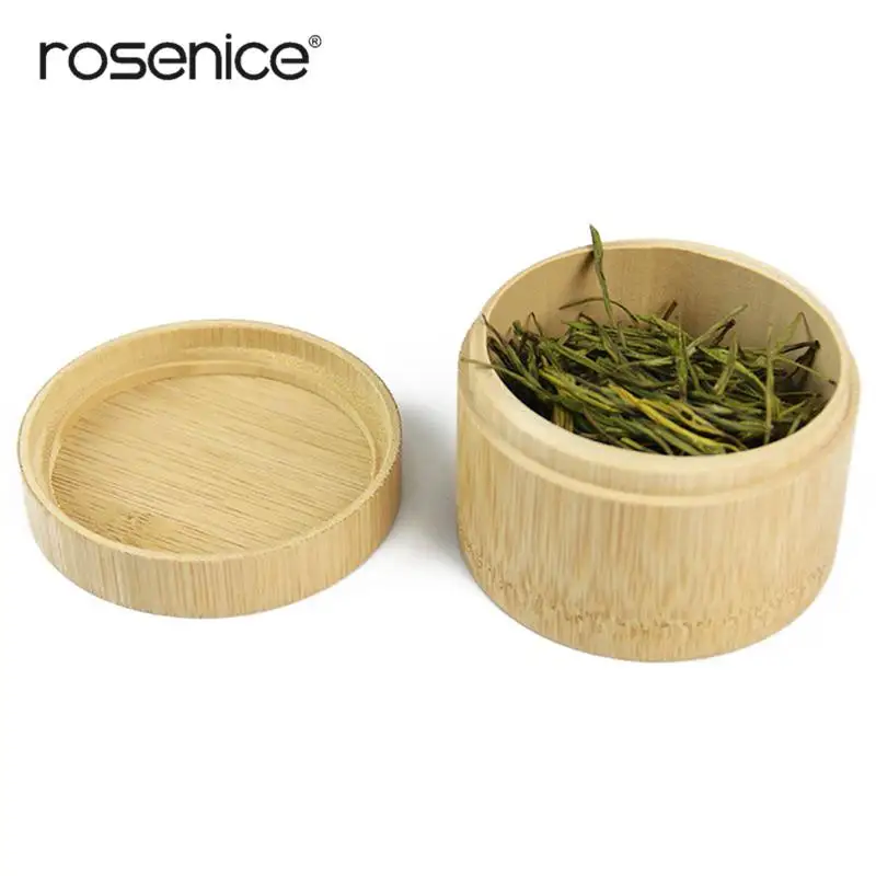 

Mini Round Bamboo Tea Box Maccha Storage Box Canister Column Tea Jar Caddy Storage Case Handmade Organizer