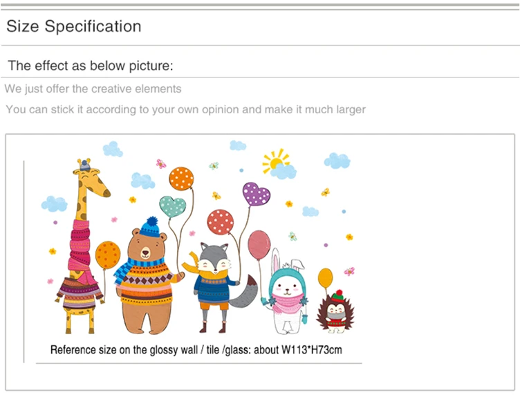[SHIJUEHEZI] жираф медведь лиса кролик Ежик наклейки на стену DIY животные настенные наклейки для детской комнаты украшения детской спальни