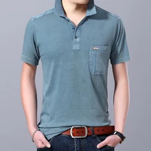 Новая модная брендовая летняя рубашка поло, Мужская однотонная приталенная рубашка с коротким рукавом из хлопка высшего качества, повседневная мужская одежда